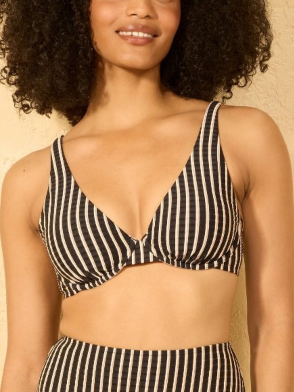 Striped Ribbed Demi Underwire Bikini Top